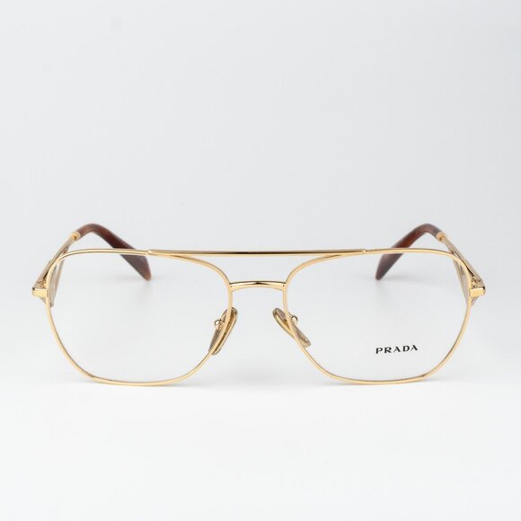 Prada Women Eyeglasses Gold Rectangle PRB50V 5AK1O1 NEW AUTHENTIC - Picture 1 of 10